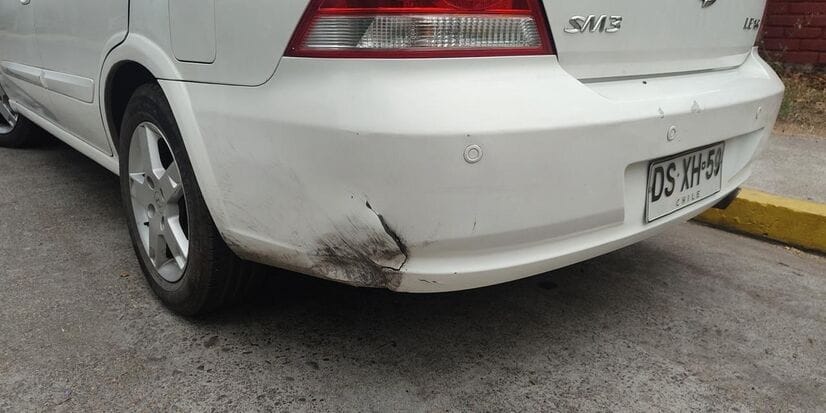 An overlap of a scratch and a bumper tear